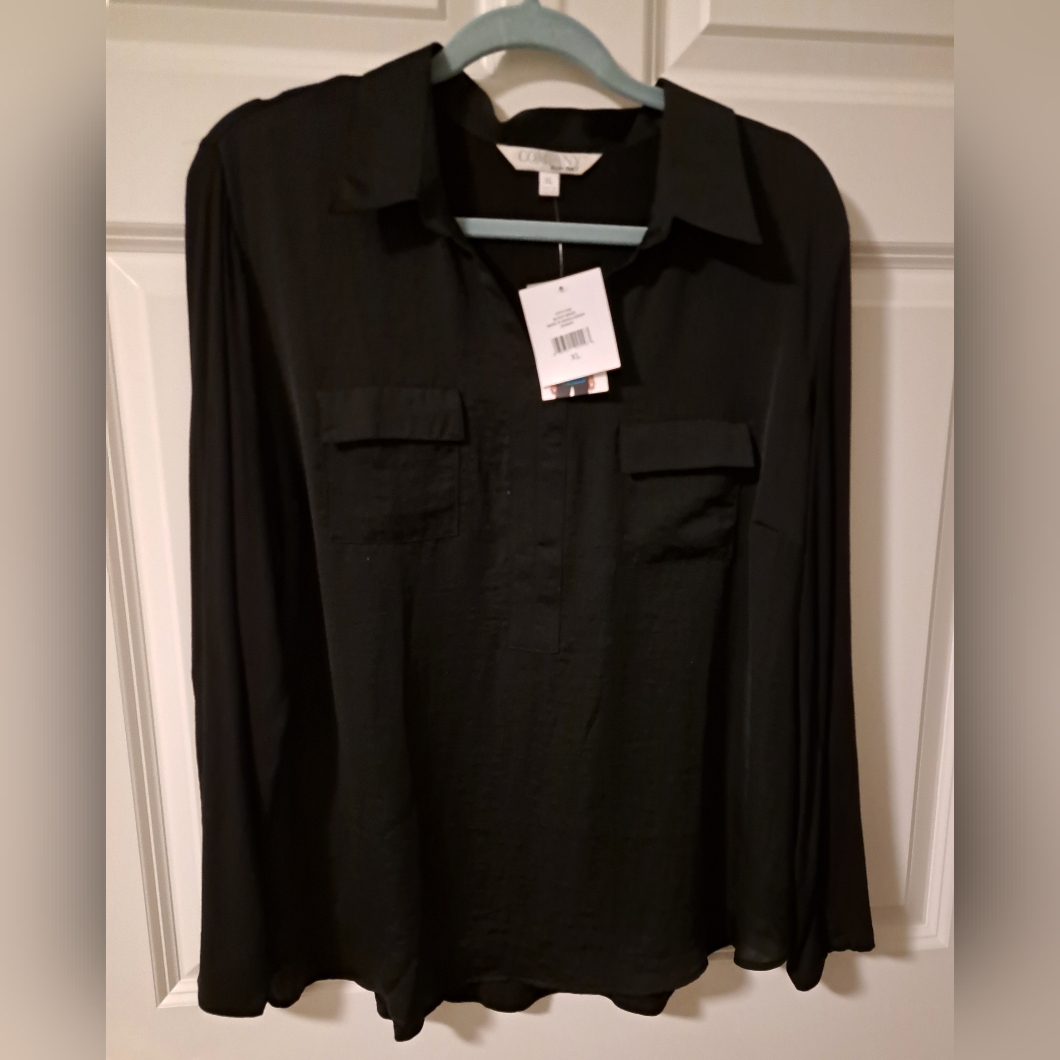 New Ellen Tracy Company Black Blouse Xl Brand New Long Sleeve